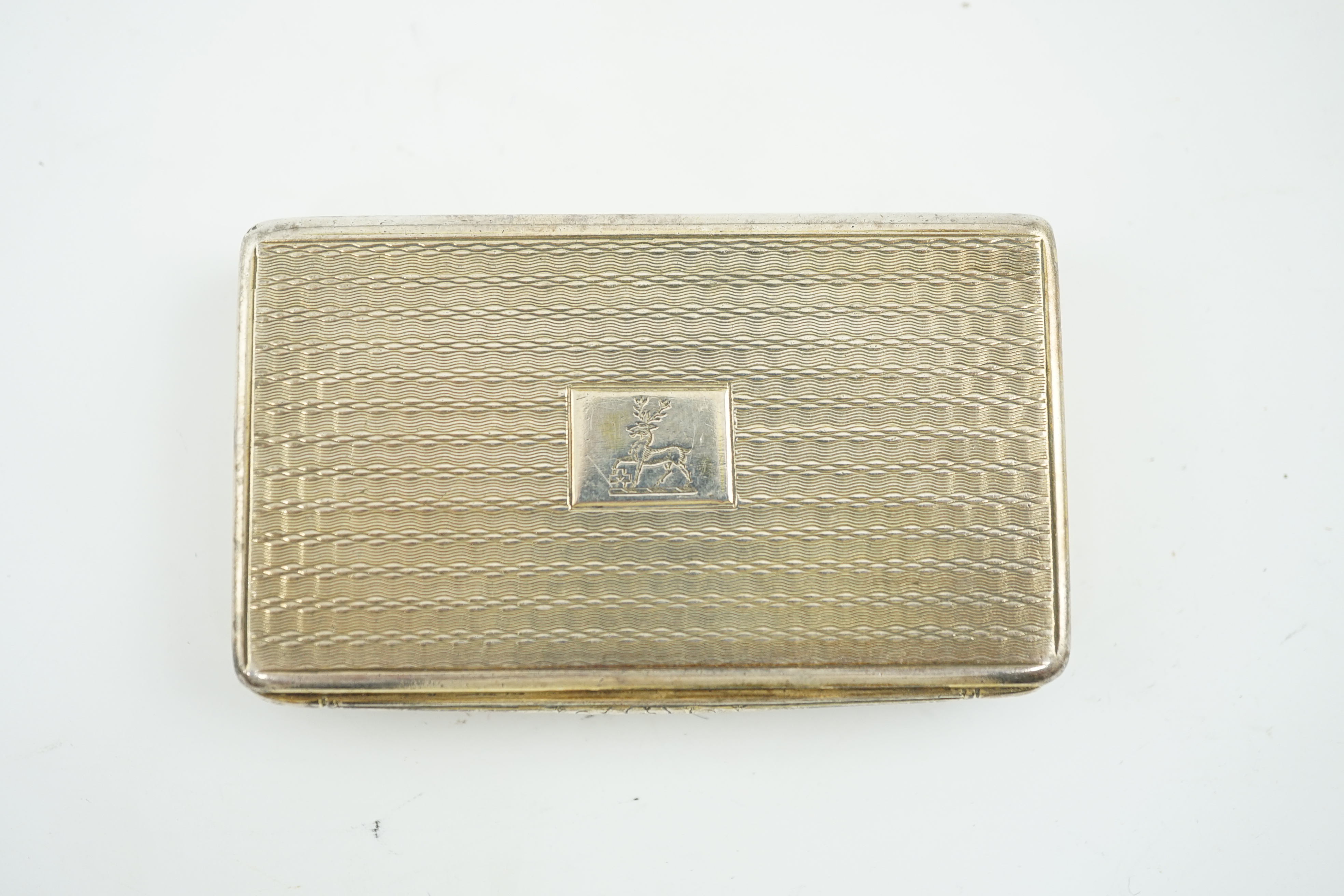 A late William IV Scottish engine turned silver gilt rectangular snuff box, by James Nasmyth